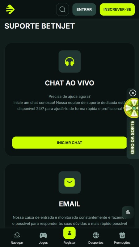 Betnjet customer support