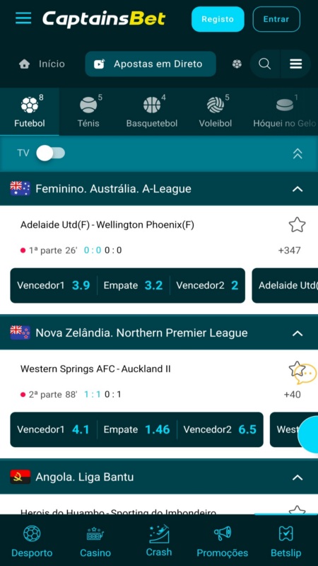 Captainsbet Apostas ao vivo
