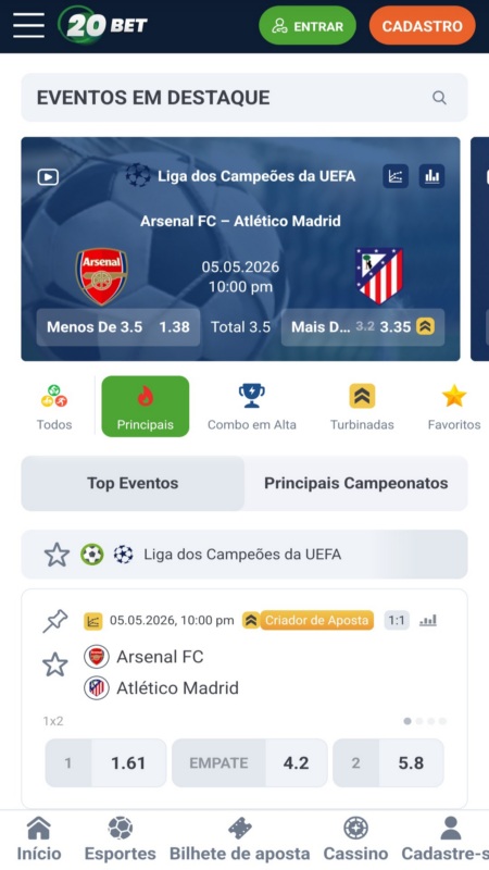 20Bet Apostas desportivas