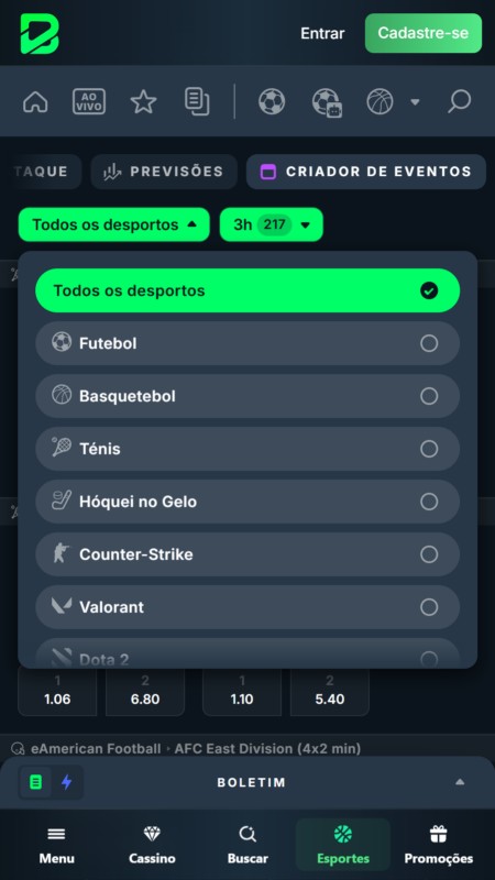 BetPortal types of sport