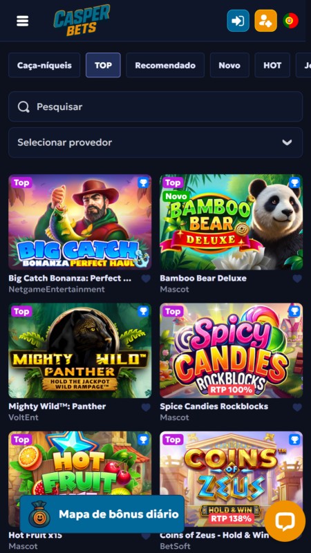 CasperBets casino section