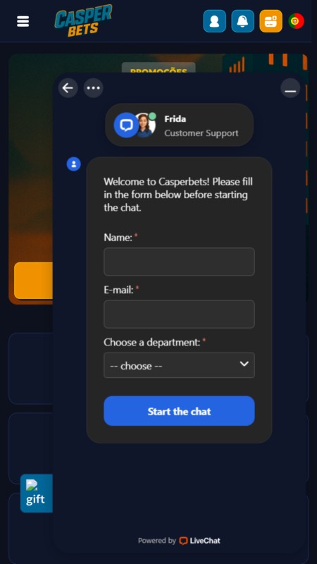 CasperBets customer support