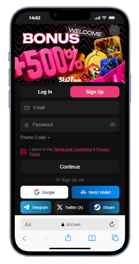Slot.win register